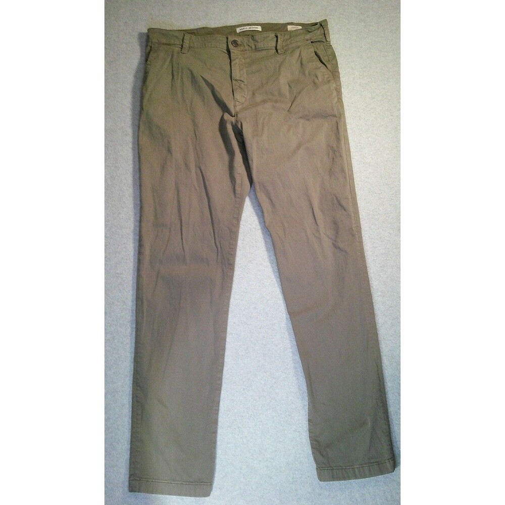 Mavi Jeans Sz 38x36 Tall Edward Khaki Trouser Slim Strait Olive Workwear Office